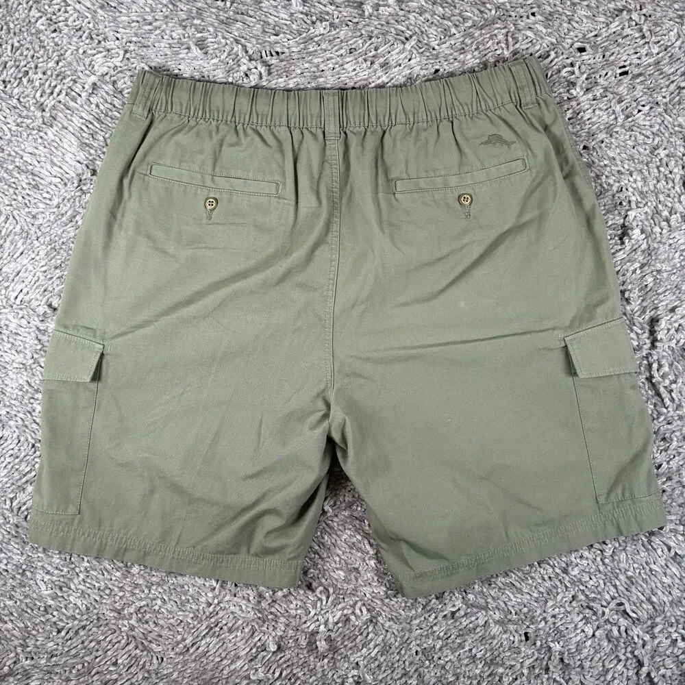 Tommy Bahama Cargo Shorts Mens XL Green Drawstring Beach Golf Elastic Waist Work